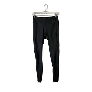 Nike Dri-Fit Black Crop Athletic Workout Leggings Mesh Bottom Size Small